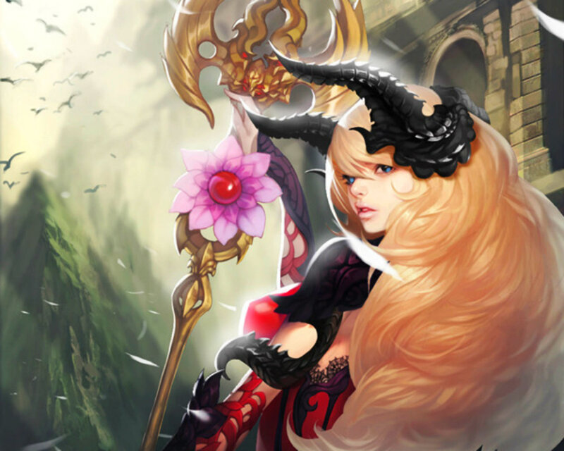 Blonde Woman with Horns — Gold