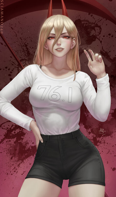 Blonde Woman with Horns — Red, Dramatic