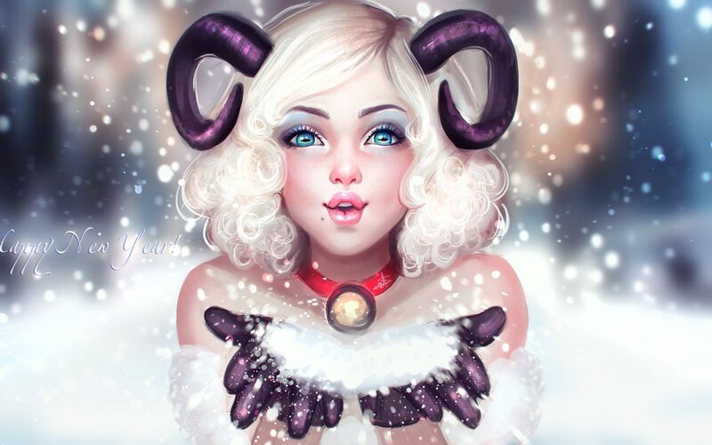 Blonde Woman with Horns — White
