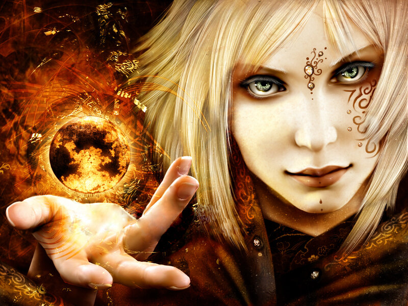 blonde woman with magical orb