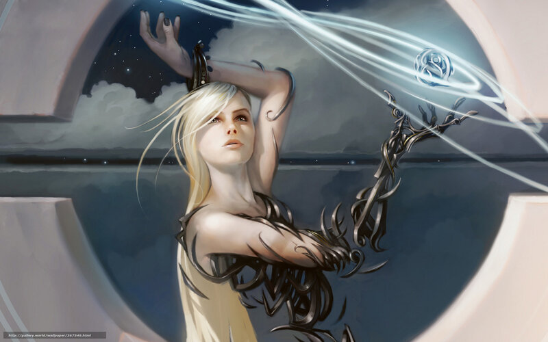 Blonde woman with magical staff