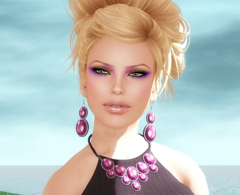 Blonde Woman with Makeup — Purple