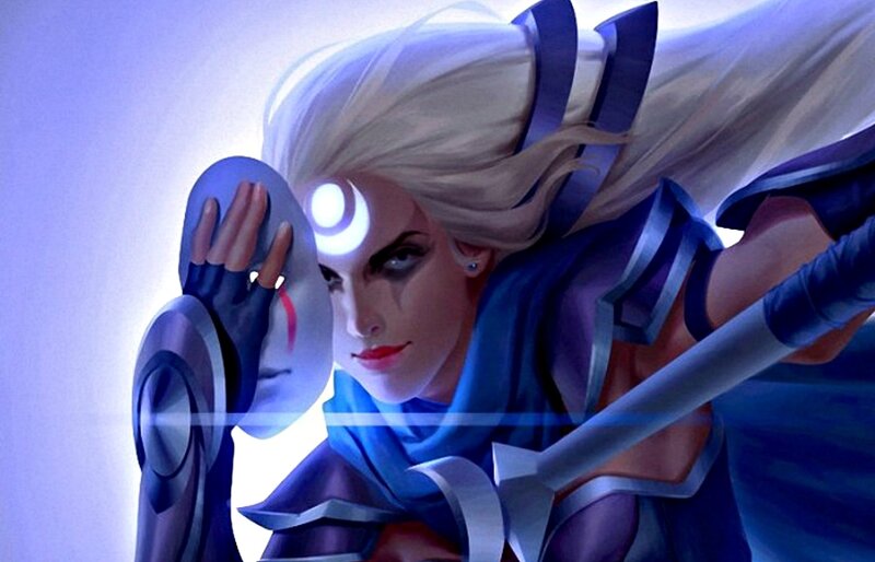 Blonde Woman with Mask — Blue