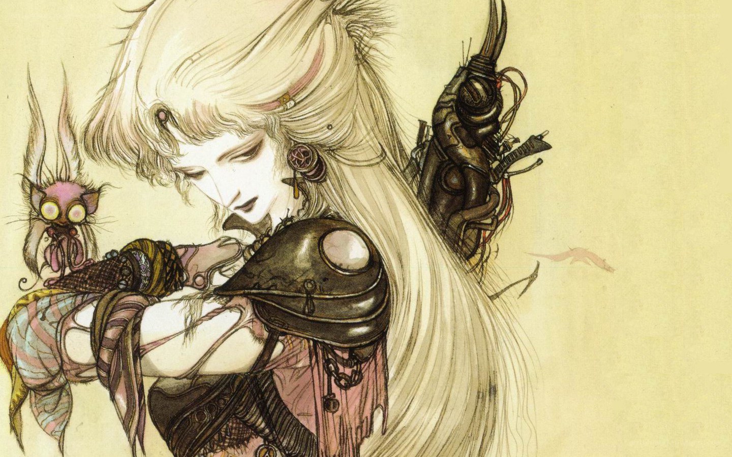 Blonde woman with mechanical arm