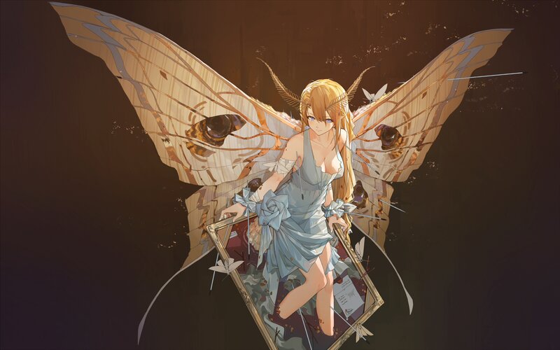 Blonde Woman with Moth Wings