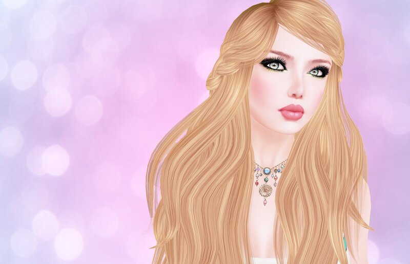 Blonde Woman with Necklace — Pink