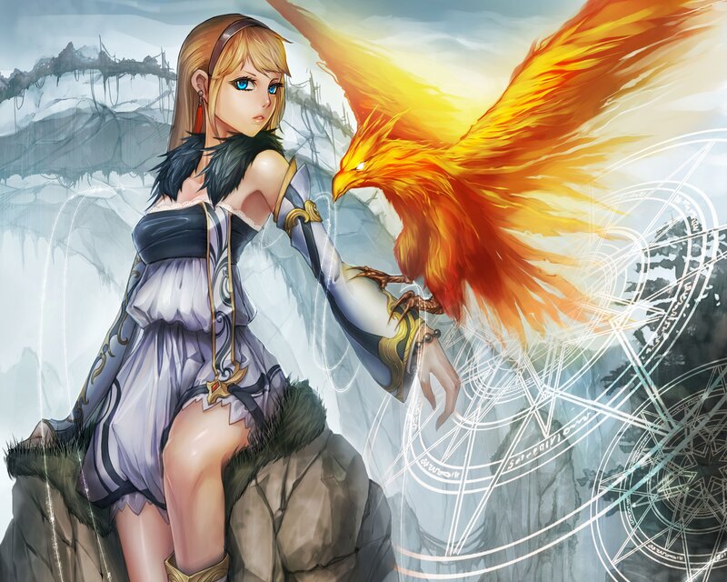 Blonde Woman with Phoenix