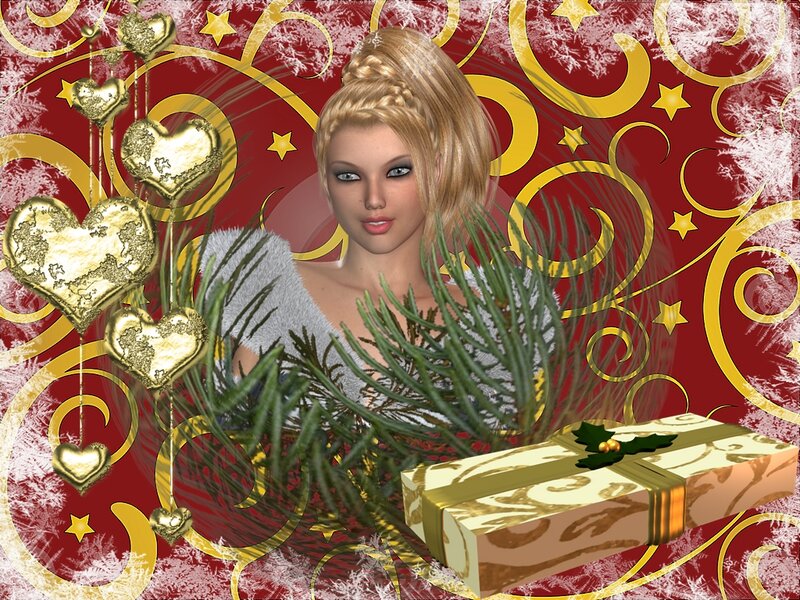 Blonde Woman with Pine Branches