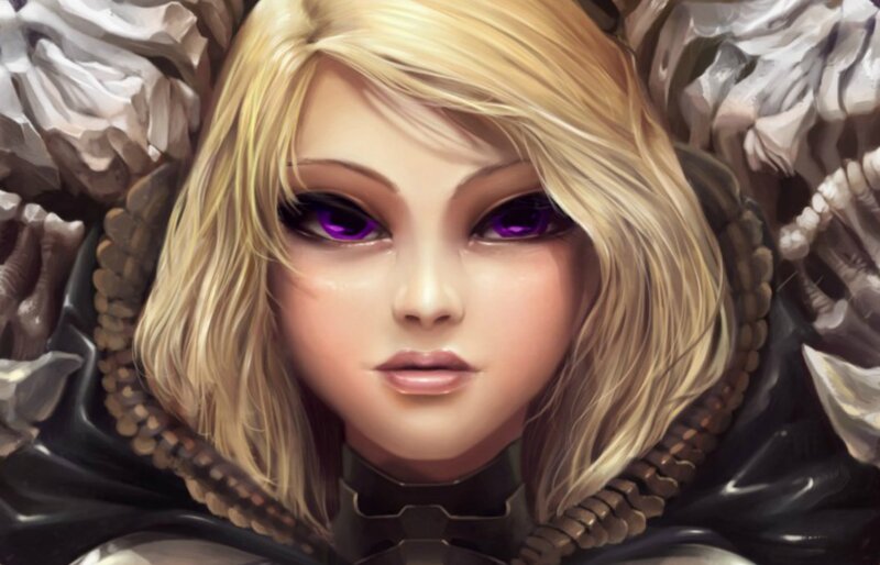 Blonde Woman with Purple Eyes — Dramatic