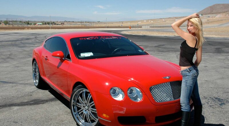 Blonde Woman with Red Car — Bright