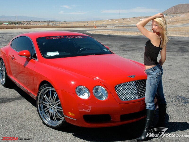 Blonde Woman with Red Car