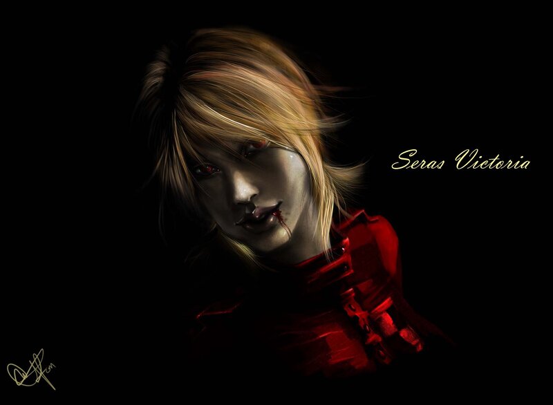 Blonde Woman with Red Eyes — Black