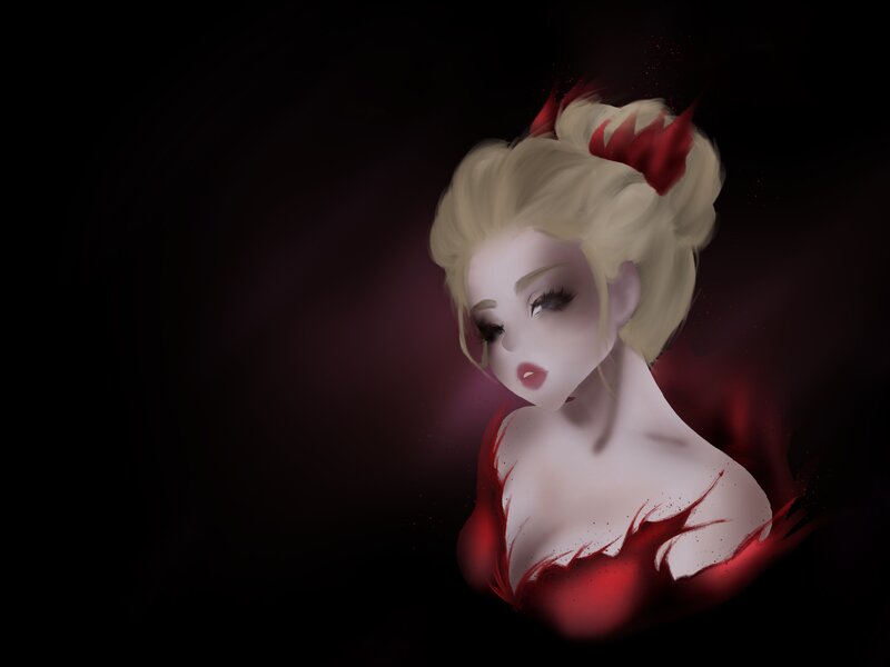 Blonde Woman with Red Horns