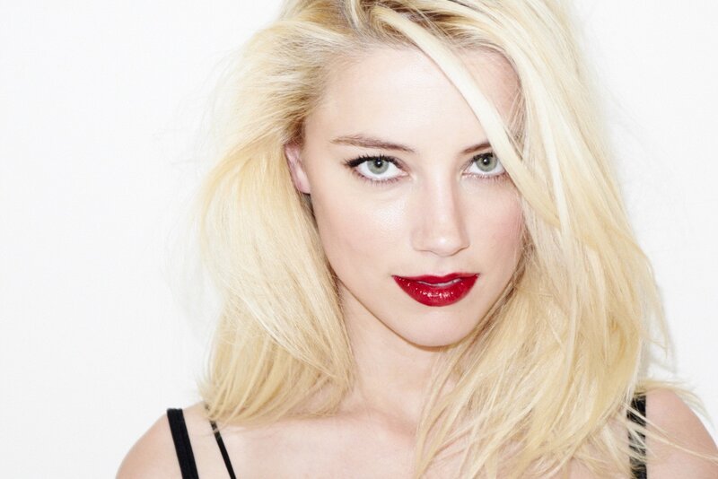 blonde woman with red lipstick
