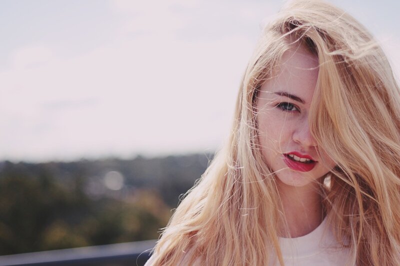 Blonde Woman with Red Lipstick — Calm