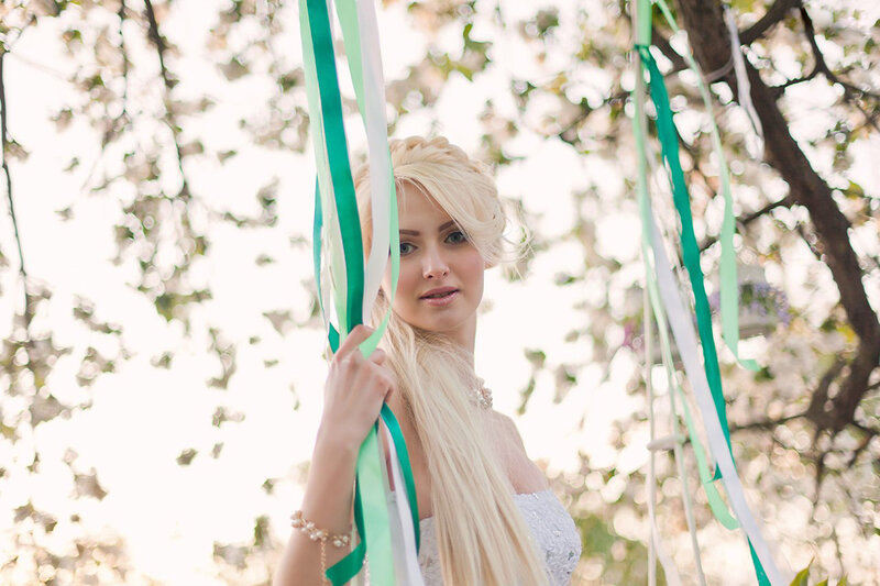 Blonde Woman with Ribbons