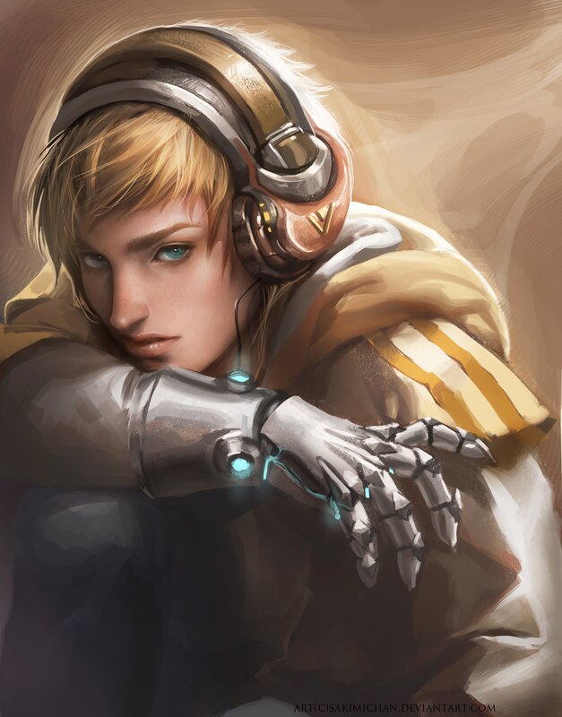 Blonde Woman with Robotic Arm
