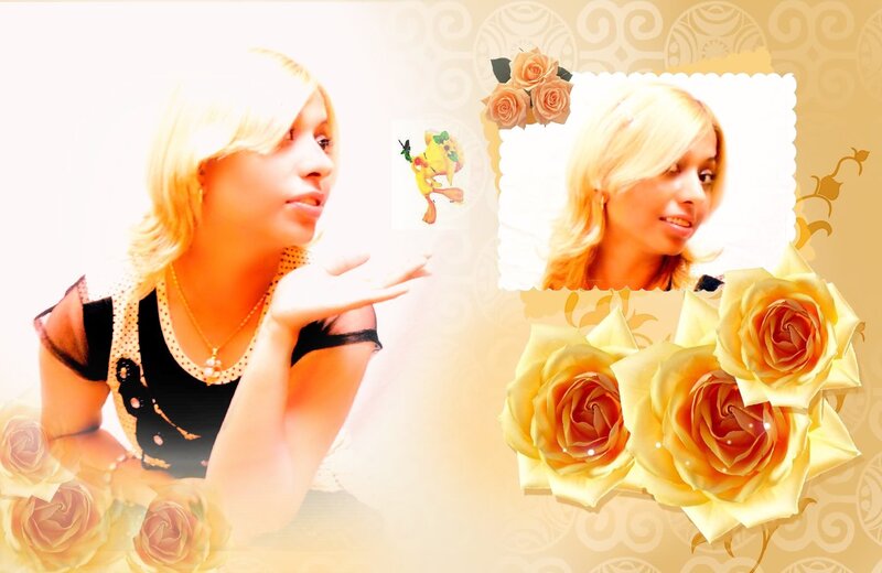 Blonde Woman with Roses — Yellow