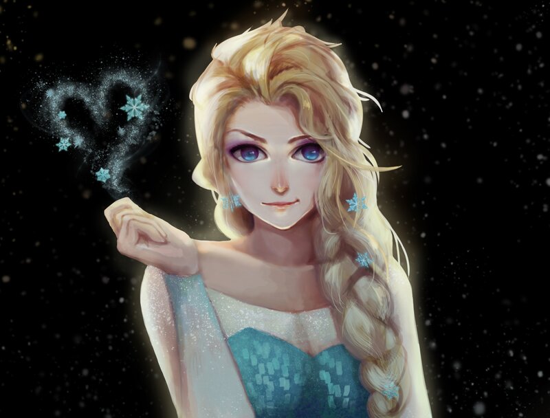 Blonde Woman with Snowflakes — Blue, Magical