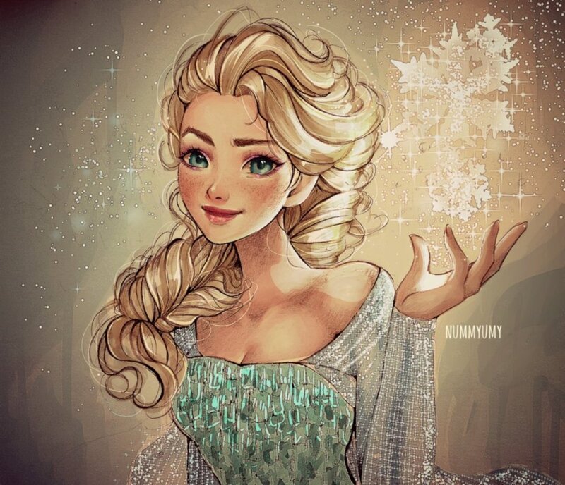 Blonde Woman with Snowflakes — Gold