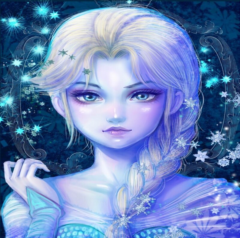 Blonde Woman with Snowflakes