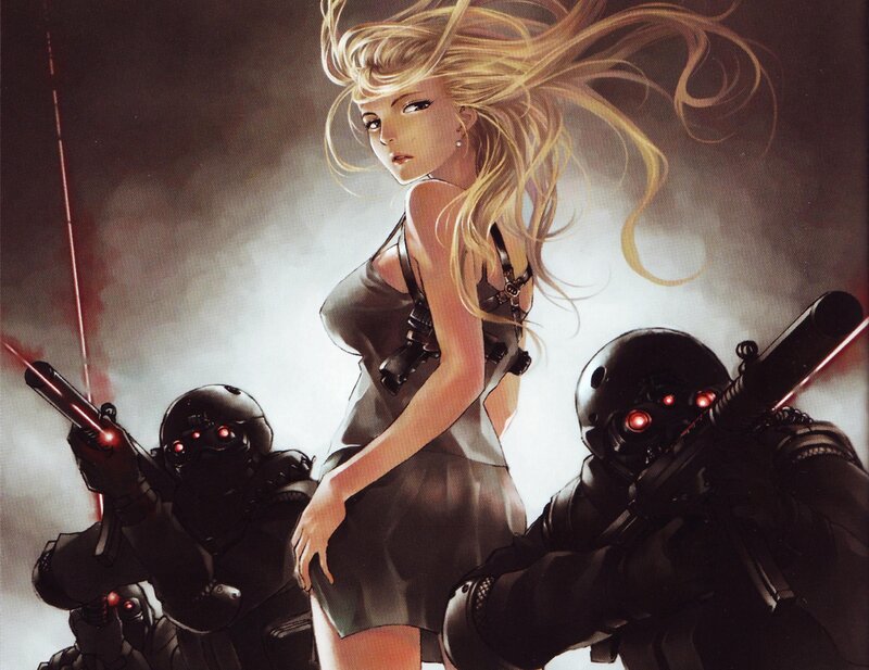 Blonde Woman with Soldiers