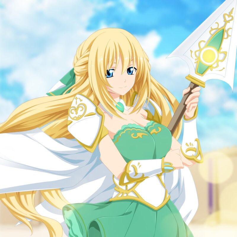 Blonde Woman with Spear — Green, Calm