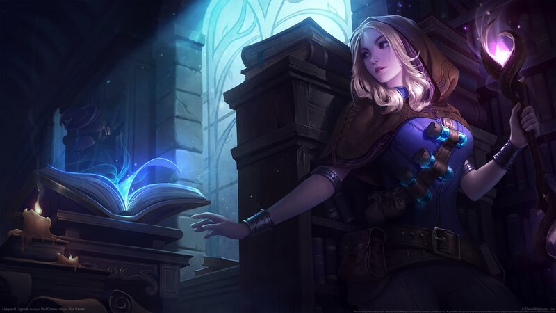 Blonde Woman with Staff — Blue, Dramatic, Night
