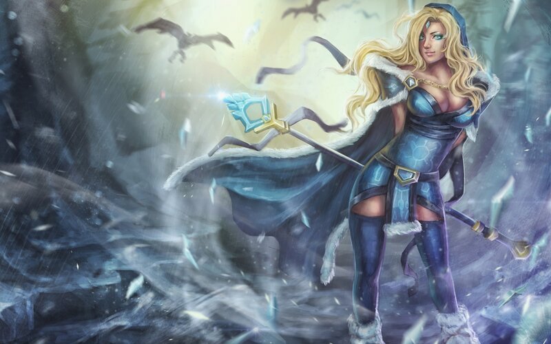Blonde Woman with Staff — Blue, Dramatic, Winter