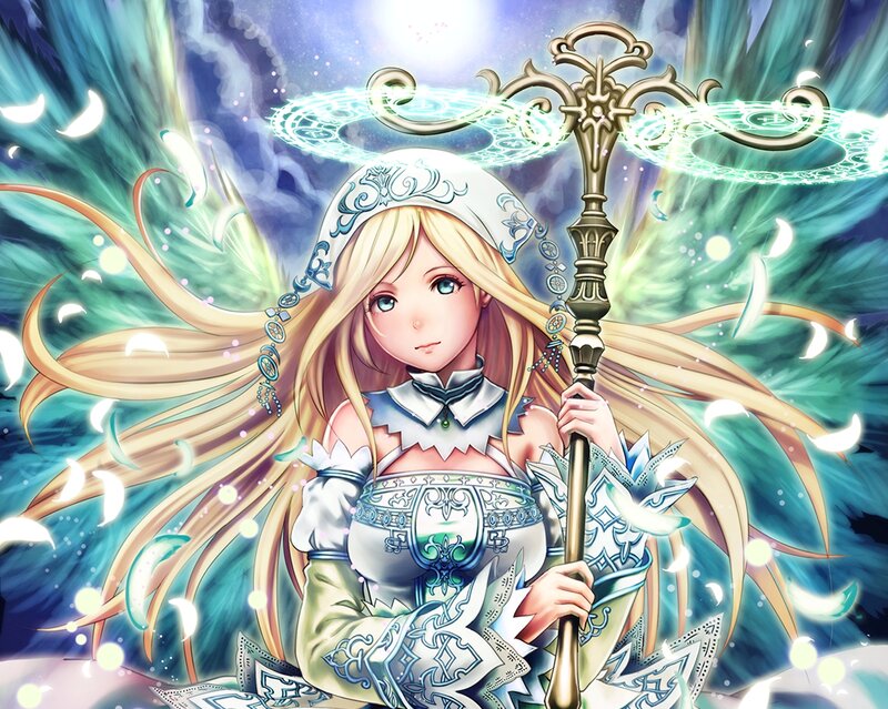 Blonde Woman with Staff — Blue, Serene