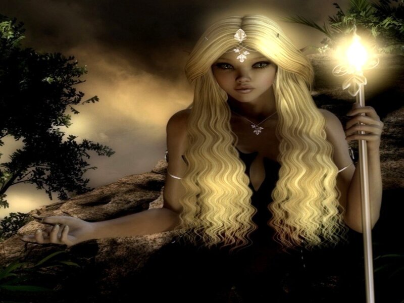 Blonde Woman with Staff — Gold