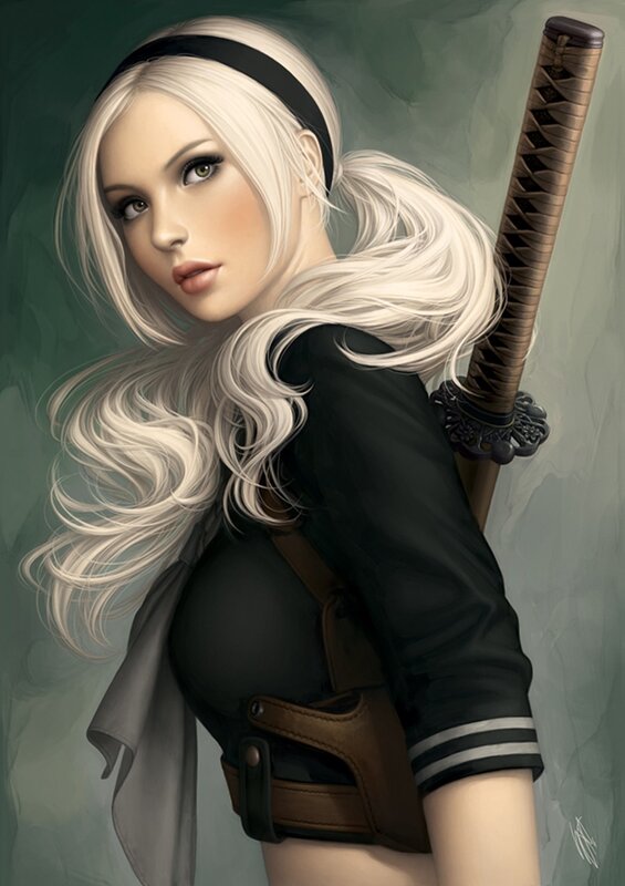Blonde woman with sword