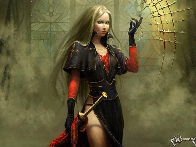 Blonde woman with sword