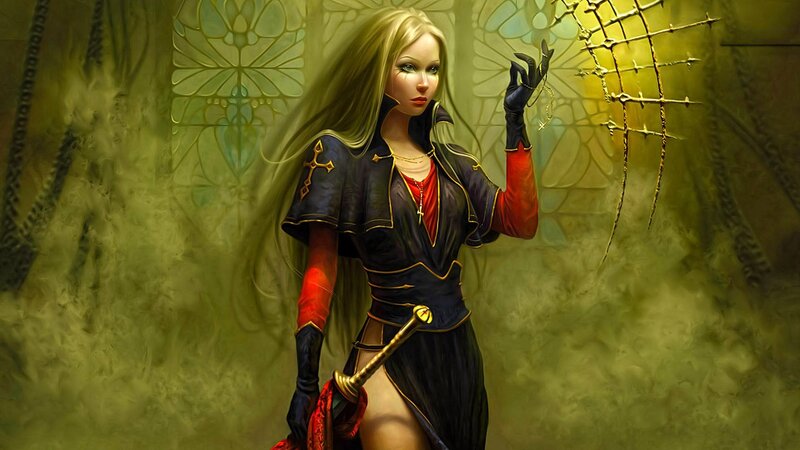 Blonde woman with sword