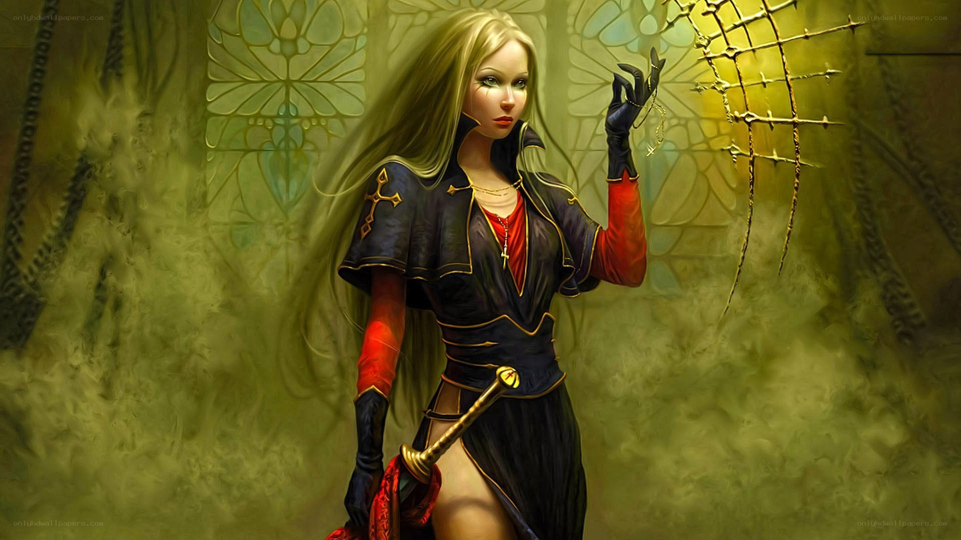 Blonde woman with sword