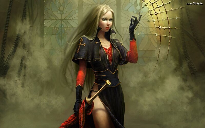 Blonde woman with sword
