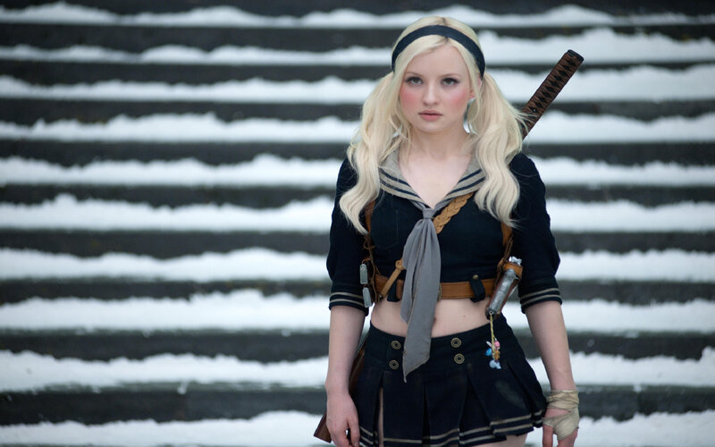 blonde woman with sword