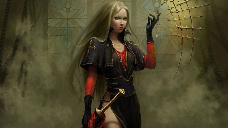 Blonde woman with sword