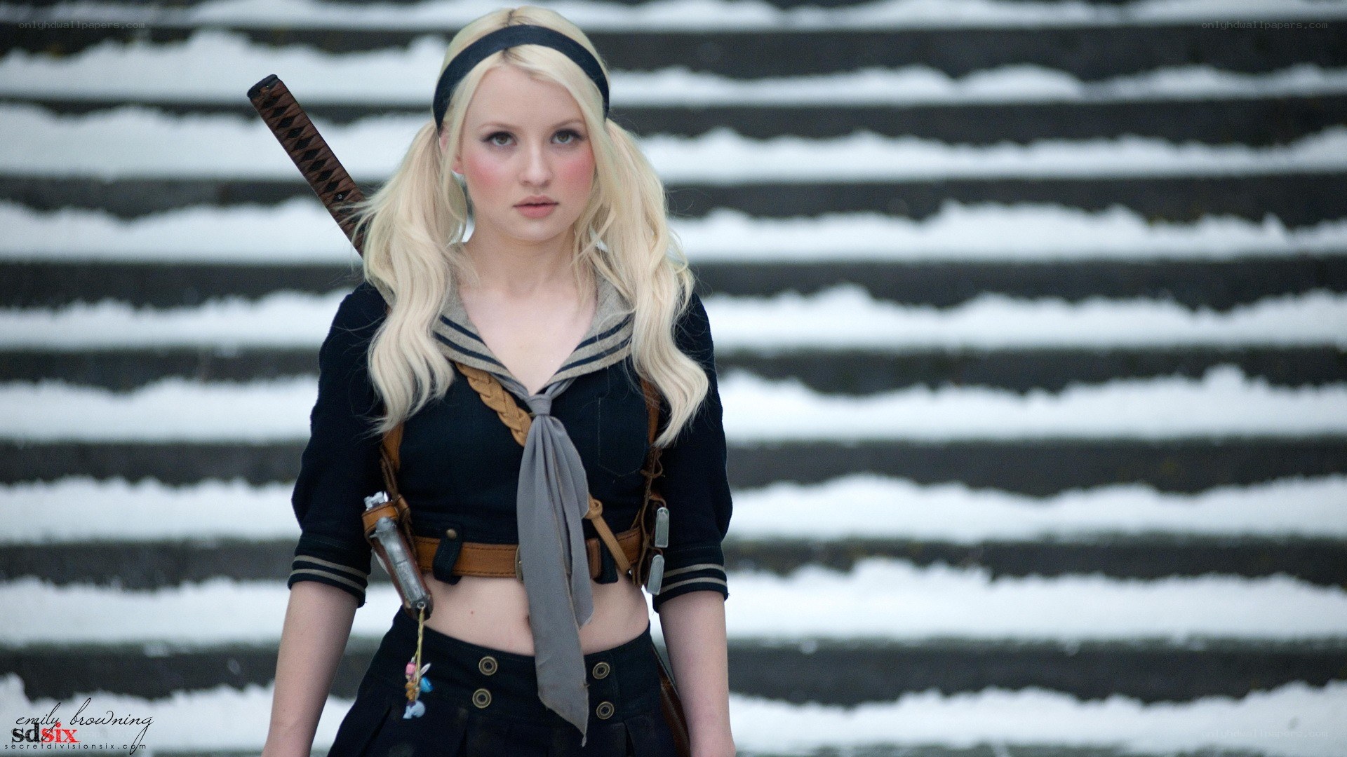 blonde woman with sword