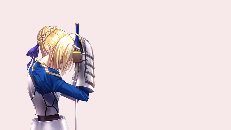 Blonde Woman with Sword — Blue, Calm