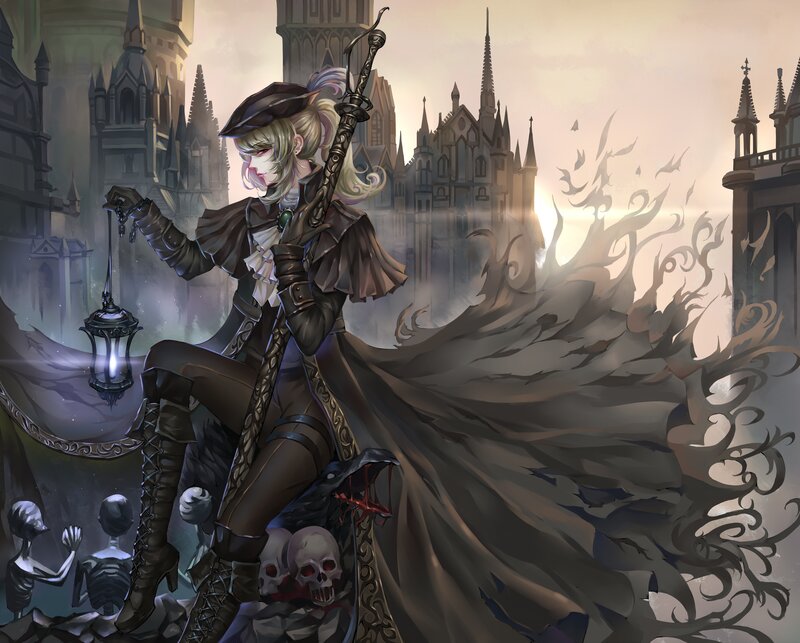 Blonde Woman with Sword — Brown, Dramatic, Sunset, Digital Art