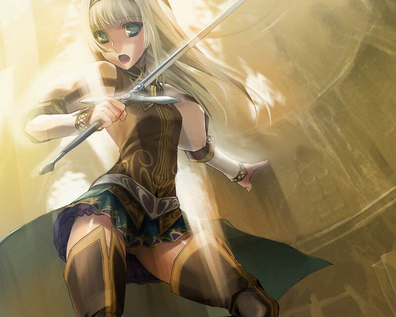 Blonde Woman with Sword — Gold, Dramatic, Anime, Cape