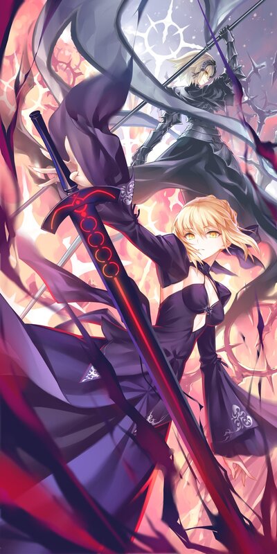Blonde Woman with Sword — Purple, Dramatic, Anime