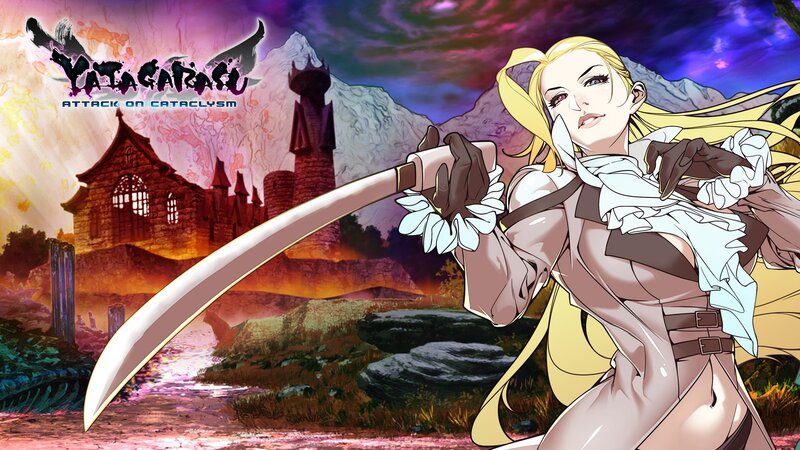 Blonde Woman with Sword — Purple, Dramatic, Sunset