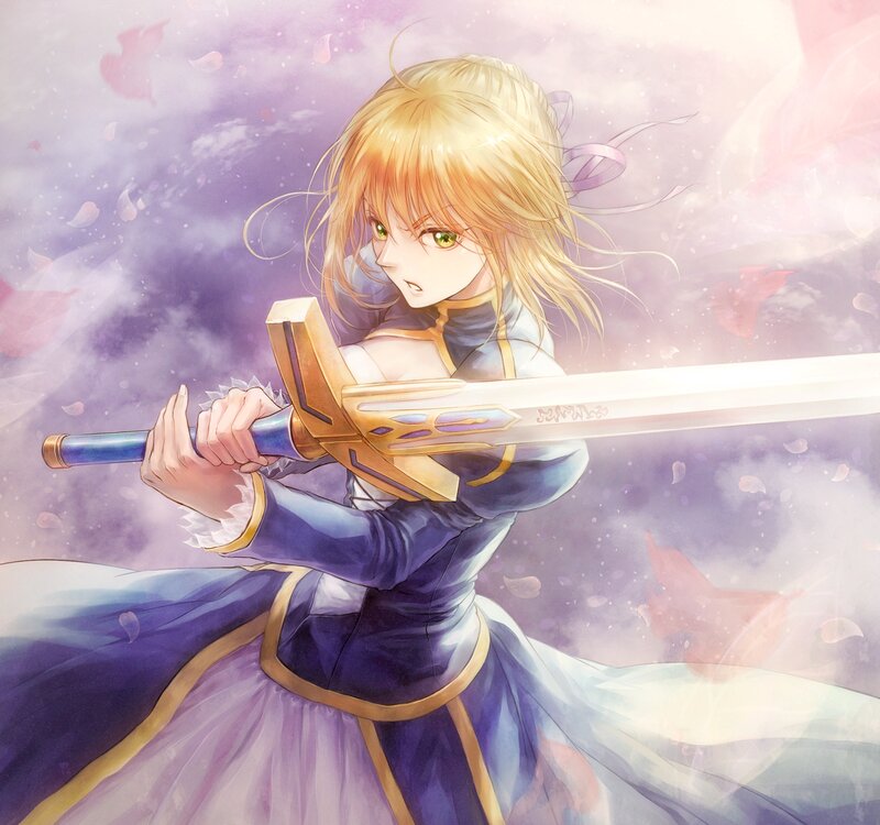 Blonde Woman with Sword — Purple
