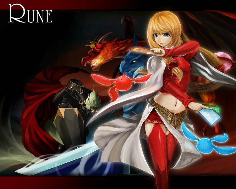 Blonde Woman with Sword — Red