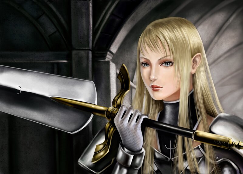 Blonde Woman with Sword — Silver, Dramatic