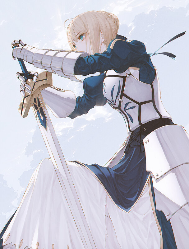Blonde Woman with Sword — White, Dramatic, Anime, Armor