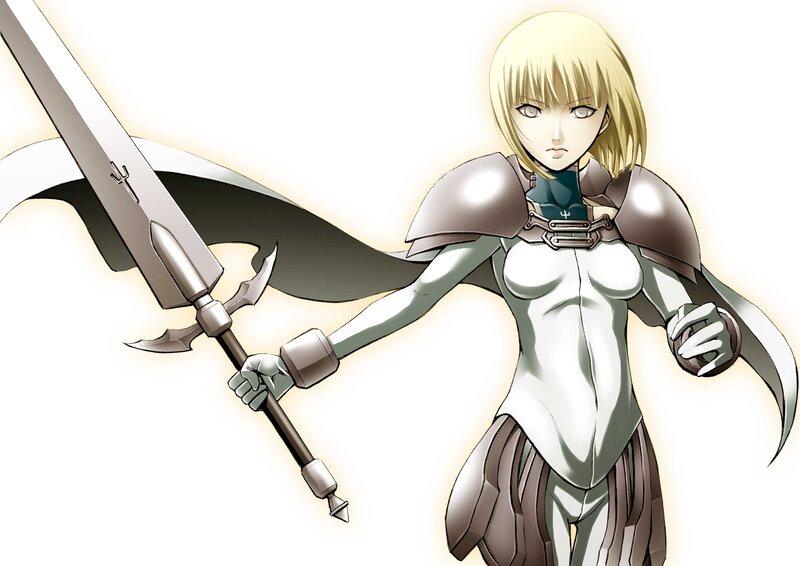 Blonde Woman with Sword — White, Dramatic, Anime