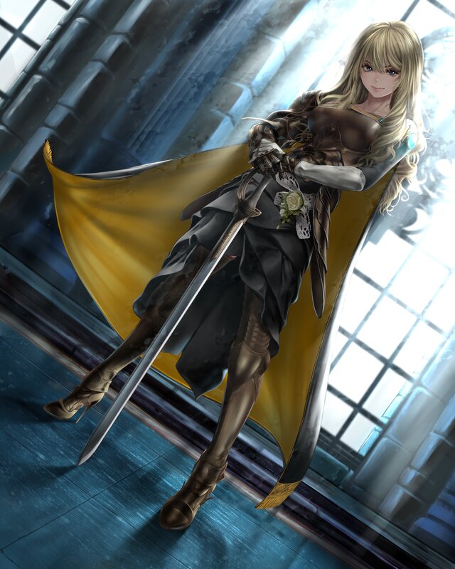 Blonde Woman with Sword — Yellow